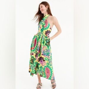 J.Crew Paisley Silk Maxi Sarong Dress In Green Violet Multi 8